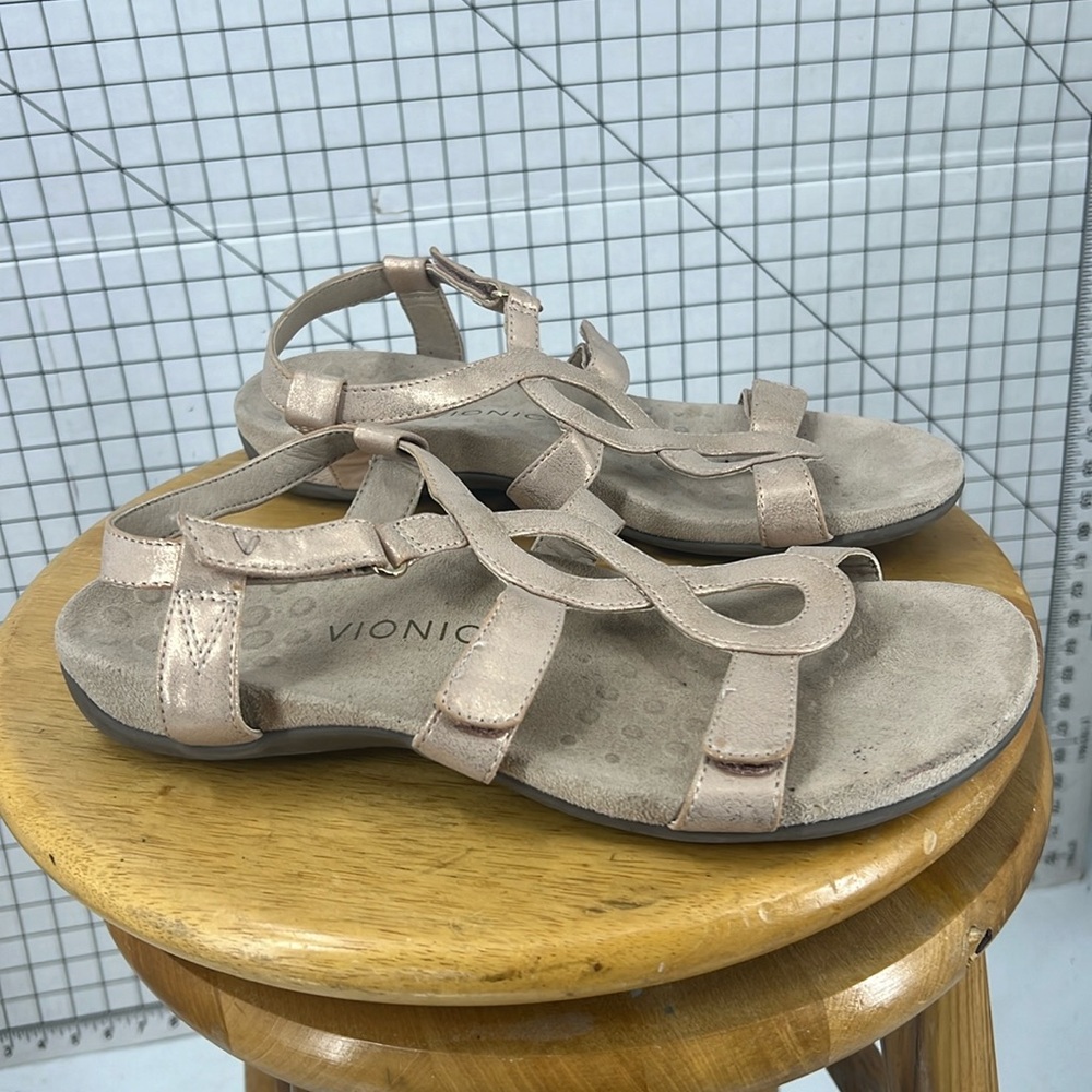 VIONIC JODIE metallic Rose Gold Strappy Slingback Sandal ORTHAHEEL 10